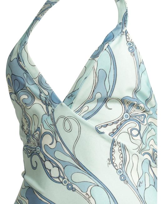 Emilio Pucci Blue "Orchidee" One-Piece Swimsuit