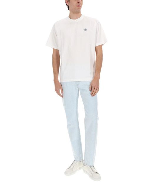 Stone Island White Cotton Slim-Fit Jeans for men