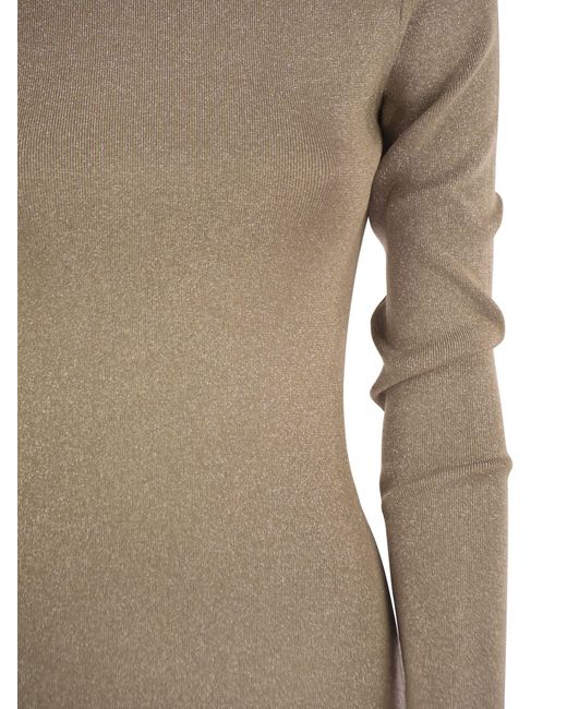 Max Mara Bracco Viscose En Lurex Slim Jurk in het Natural