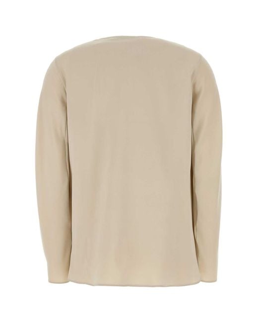 Max Mara Natural Sand Stretch Silk Mitico Blouse