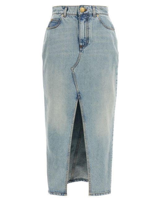 Balmain Midi-Spijkerrok in het Blue