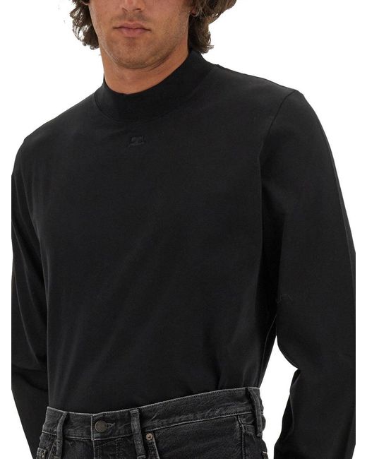 Courreges Black T-Shirt With Logo for men