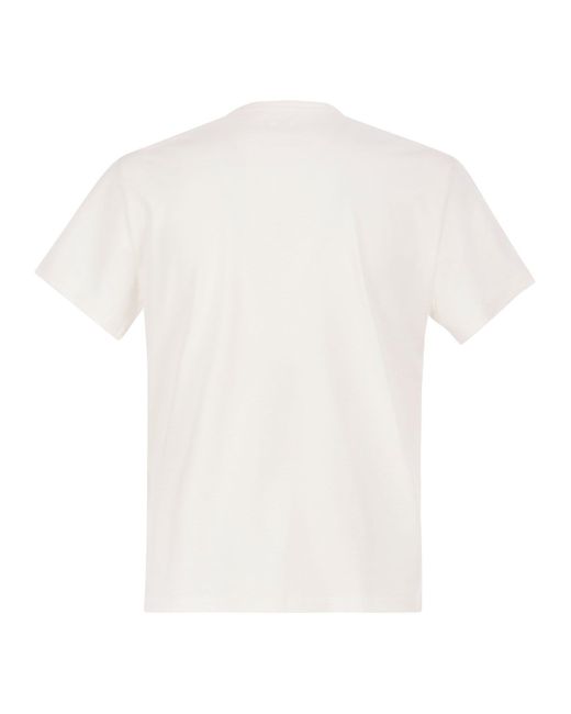 Fay White Crew Neck T Shirt With Logo for men