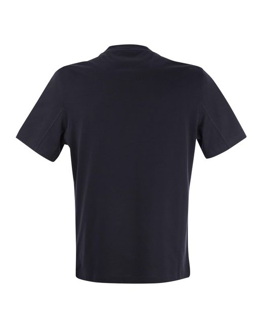 Brunello Cucinelli Crew Hals Basic Fit Cotton Jersey T -Shirt mit Druck in Blue für Herren