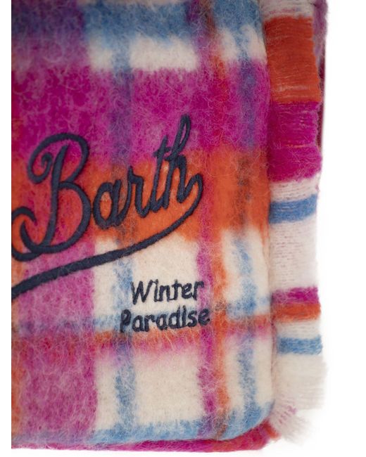 Mc2 Saint Barth Multicolor Wooly Colette Handtasche mit Rand- und Tartan -Muster