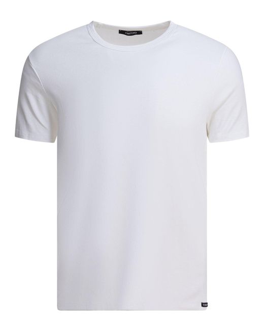 Tom Ford White Stretch Cotton T -shirt voor heren