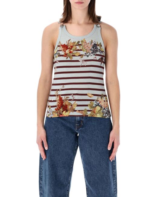 Jean Paul Gaultier Blue Marinière Grape Rib Tank Top