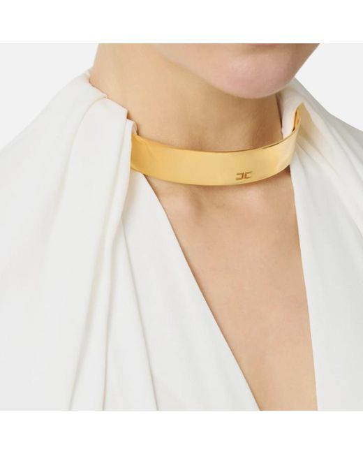 Elisabetta Franchi White Georgette Blouse With Jewel Detail