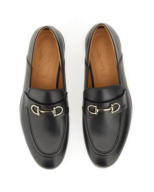 Ferragamo Black Gancini Moccasin Mule