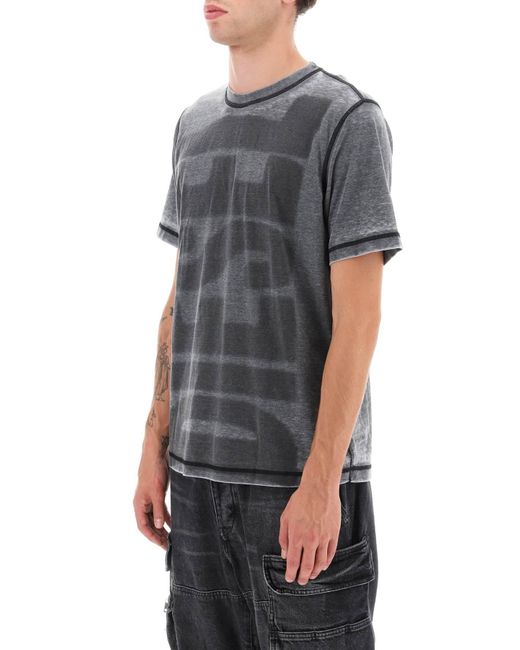 DIESEL T Shirt Met Burn Out Logo in het Gray voor heren