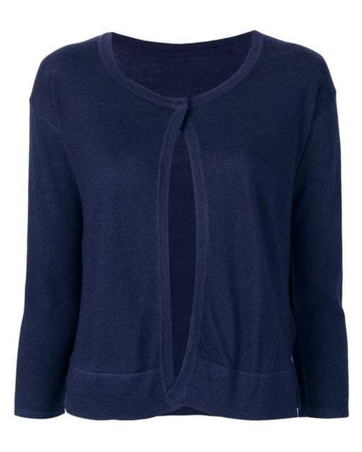LA ROSE Blue One Button Cardigan