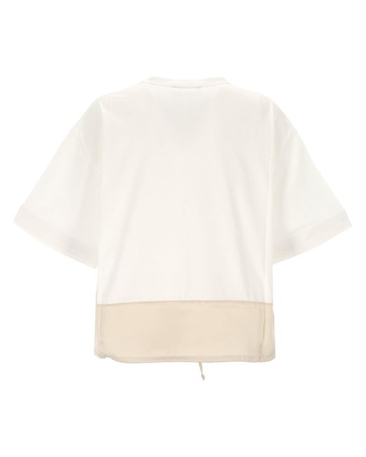White et Beige Crew Neck T-shirt Fabiana Filippi