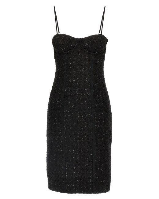 ROTATE BIRGER CHRISTENSEN Roteer Birger Christensen Bouclé Midi -jurk in het Black