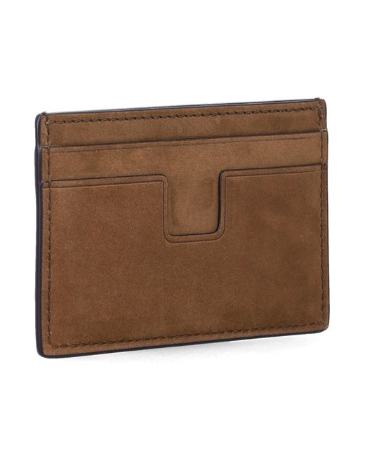 Tom Ford Brown Nubuck Card Holder for men