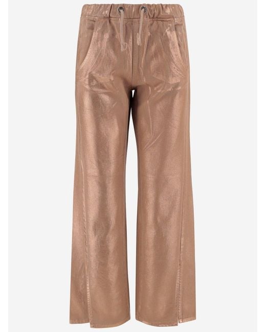 DON'T @ ME Brown Cotton Pants With Drawstring