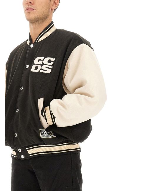 Gcds Black Wirdo Varsity Bomber Jacket for men