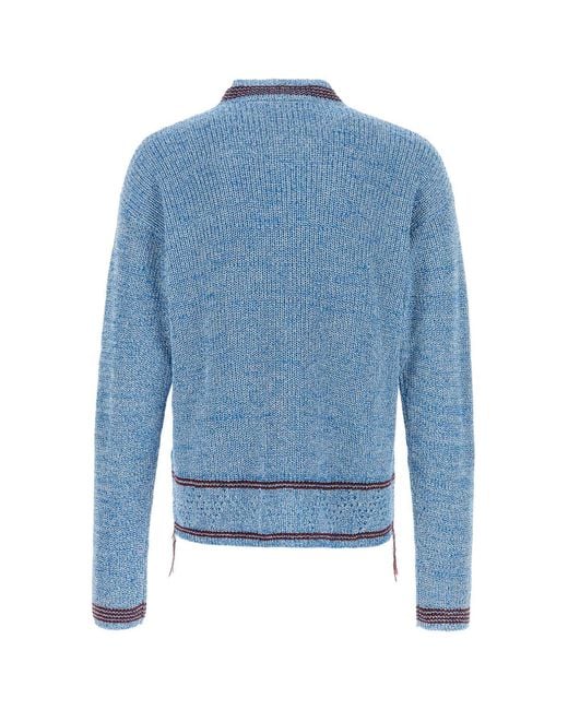 Marni Melange Light Blue Cotton Sweater for men