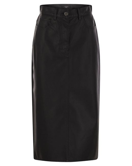 Weekend by Maxmara Black Canga Coated Fabric Skirt