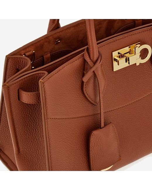 Ferragamo Brown Hammered Leather Handbag
