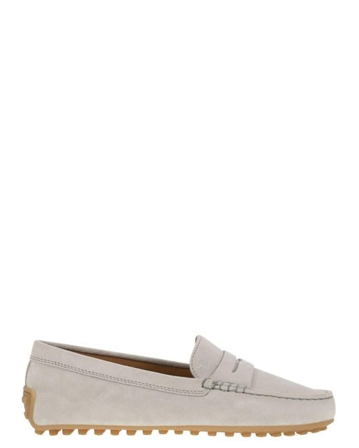 Tod's White City Gommino Suede Loafer