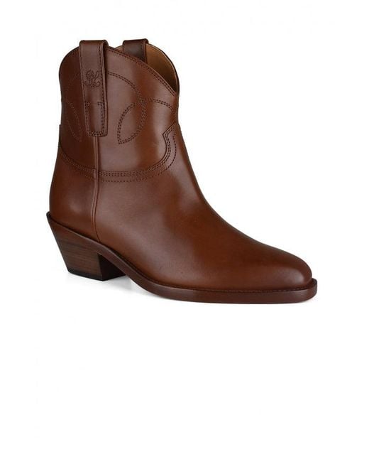 Ralph Lauren Brown Almond Toe Leather Cowboy Boots