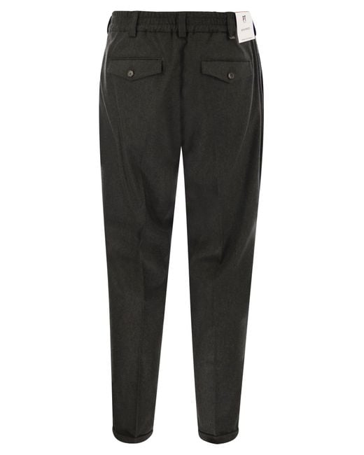 PT Torino Gray The Rebel Wool And Cashmere Trousers for men
