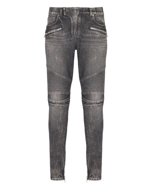 Jeans de motociclistas Slim Balmain de hombre de color Gray
