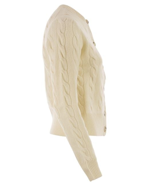 Polo Ralph Lauren Natural Wool And Cashmere Cable Knit Cardigan