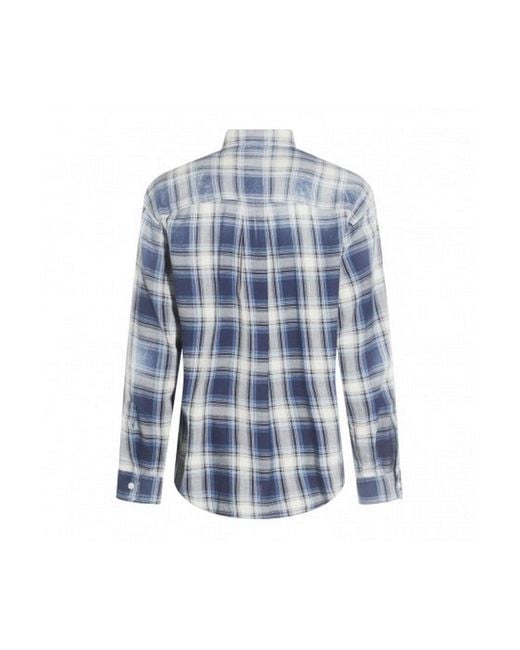 DSquared² Blue D2 Washed Check Dropped Shoulder Shirt for men