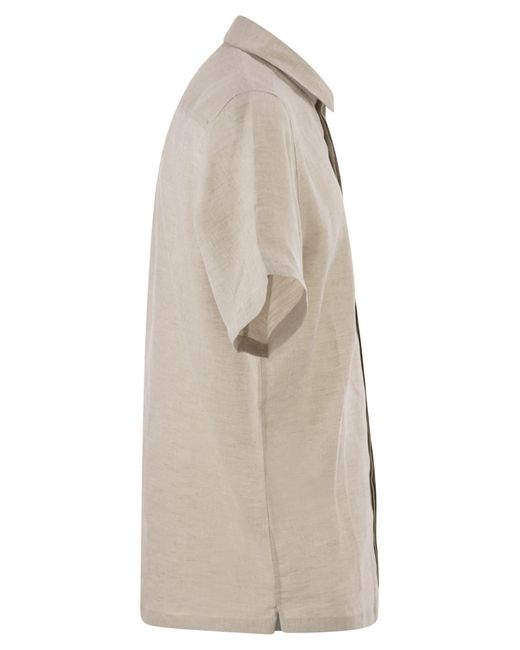 PT Torino White Short-Sleeved Linen Shirt for men