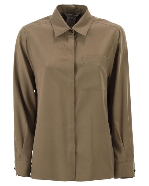 Max Mara Green Mxmsiamese Silk Canvas Shirt