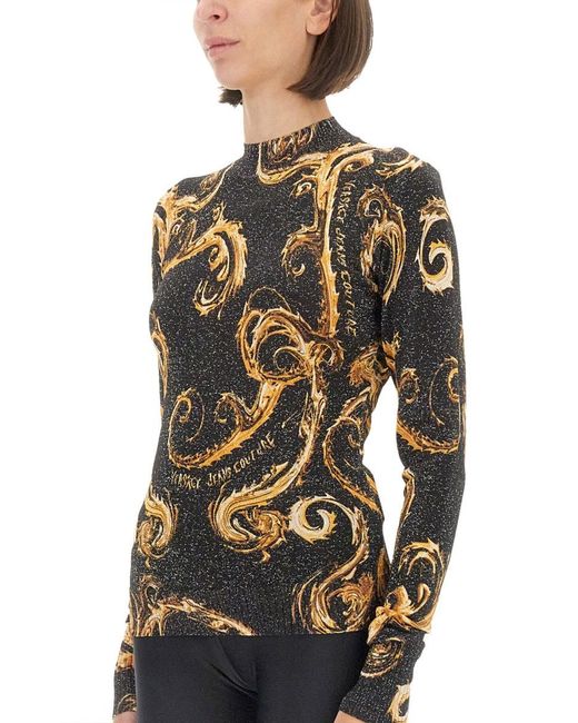 Versace Jeans Couture Black Slim Fit Lurex Knit T-Shirt