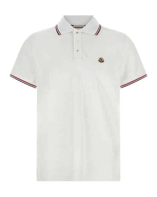 Moncler White Piqué Cotton Polo Shirt