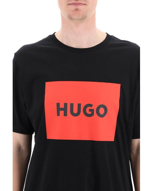Camiseta Dulive con caja de logotipo HUGO de hombre de color Black