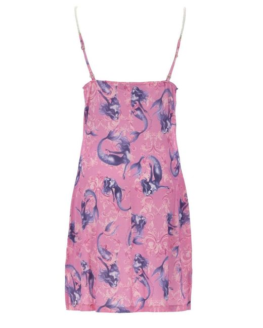 Versace Jeans Couture Purple Printed Slip Dress