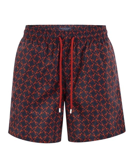 Shorts Da Spiaggia A Motivi Di Mahina di Vilebrequin in Red da Uomo