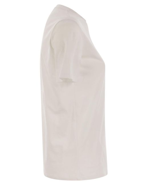 Elisabetta Franchi White Jersey T-Shirt With Voile Macro Logo