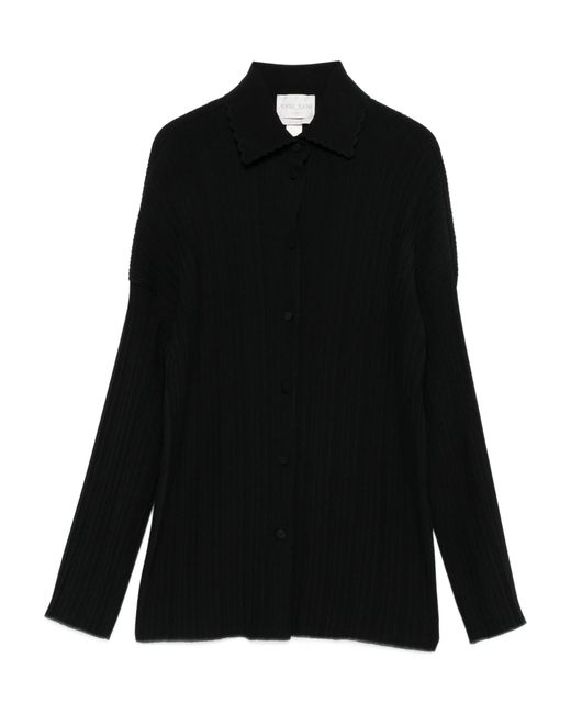Forte_forte Geribbelde Blouse Met Knopen in het Black