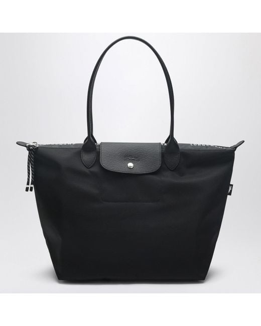 Longchamp Black Recycled Canvas L Le Pliage Energy Bag