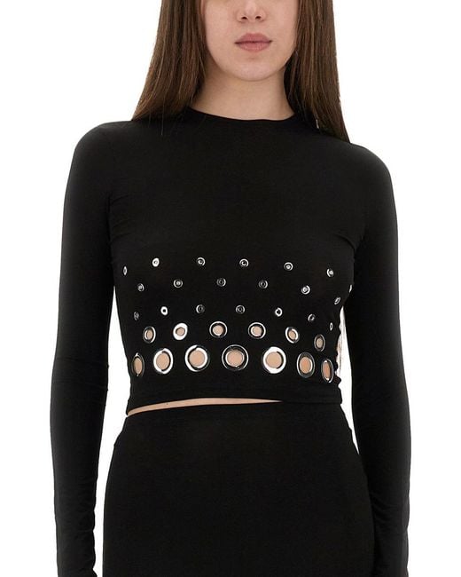 Rabanne Black Rabanne Cropped Top With Eyelets