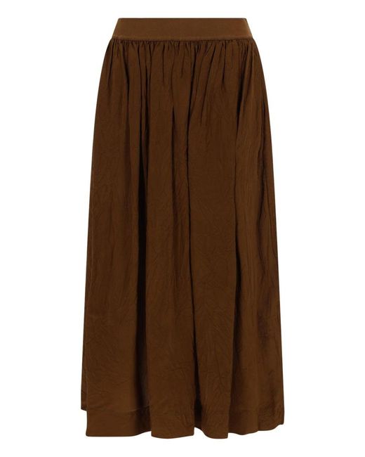 Uma Wang Brown High Waist Midi Skirt