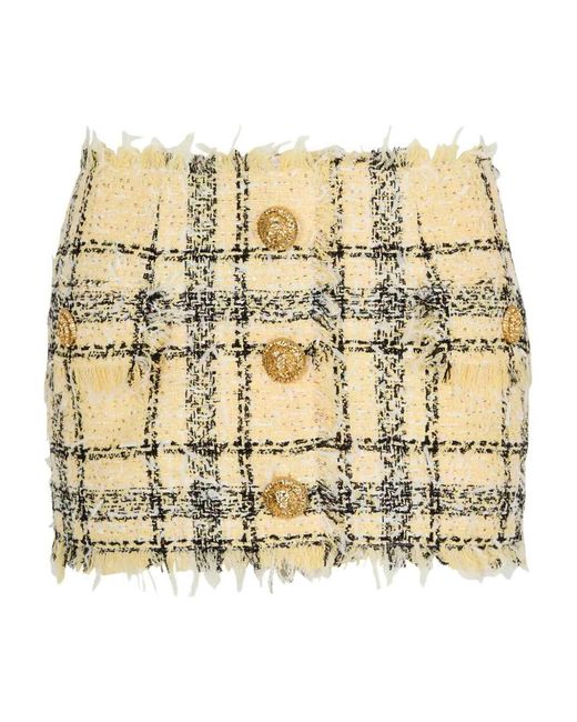 Balmain Tweed Rok Met Knopen in het Metallic