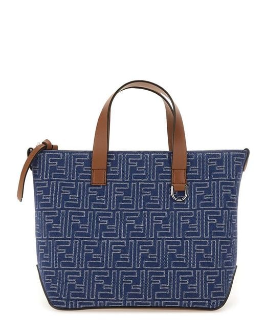 Fendi Blue Small Tote Bora Ff for men