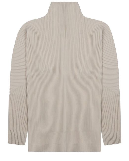 Homme Plissé Issey Miyake White Pleated Zip Sweatshirt