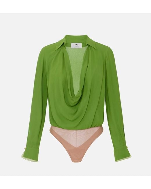 Elisabetta Franchi Green Viscose Georgette Bodysuit