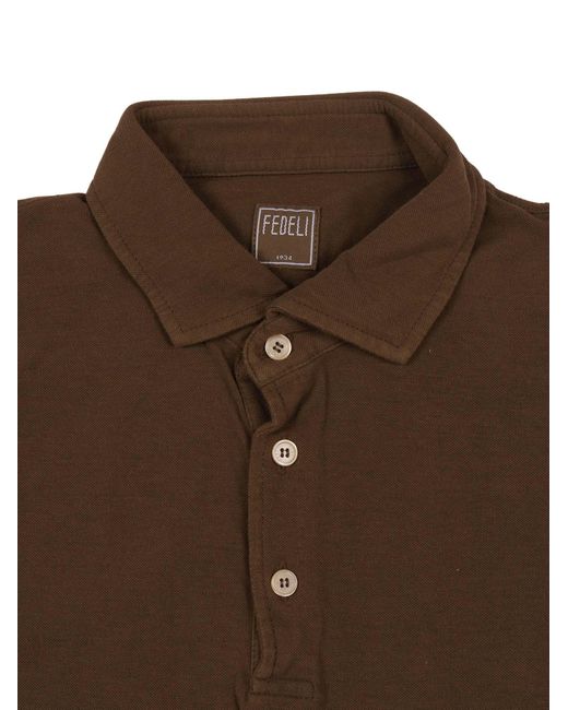 Fedeli Brown Polo Shirt S/S Knitted