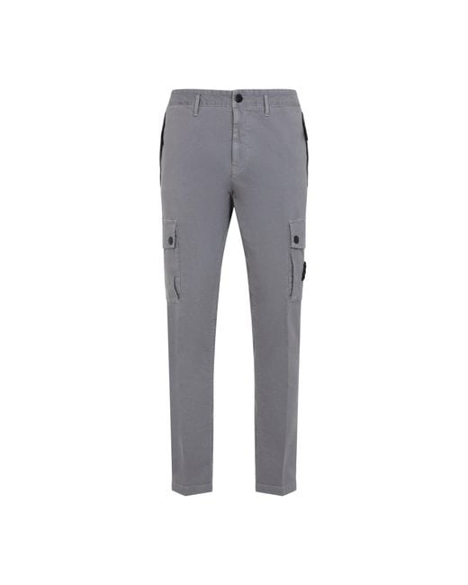 Stone Island Gray Cotton Trousers for men