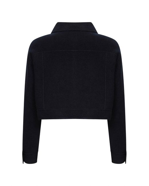 Max Mara Blue Double Jersey Mxmpoggio Cropped Jacket