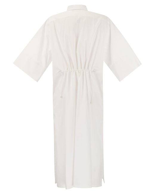 Eulalia Long Cotton e Silk Chemisier Dress di Max Mara in White