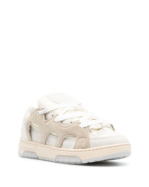 Santha White Panelled Padded Leather Sneakers for men